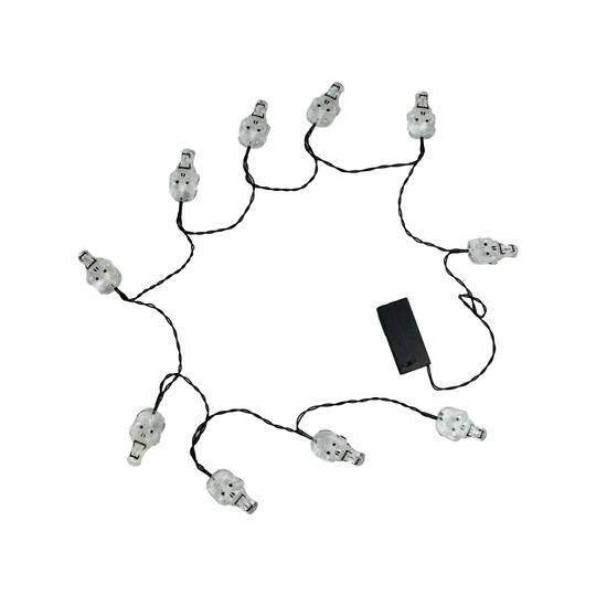 10ct. White Skull LED Halloween String Lights